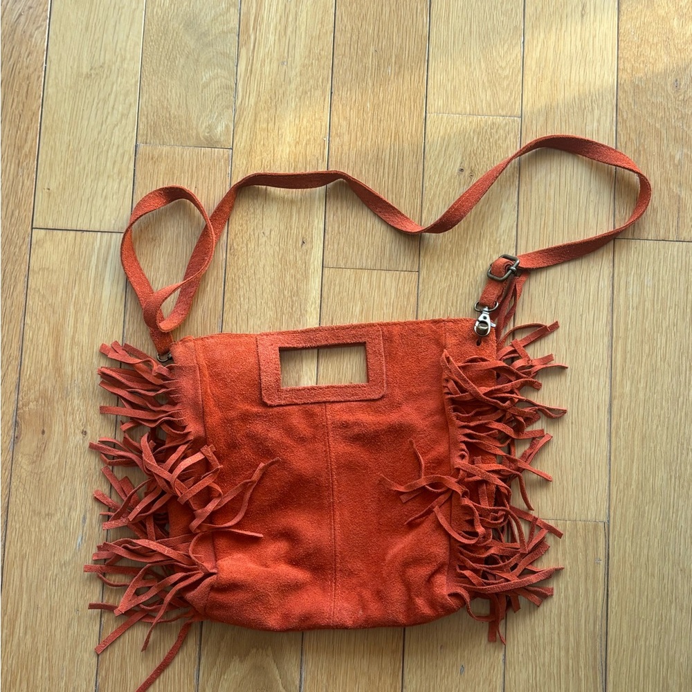 Orange Fringe Shoulder Bag